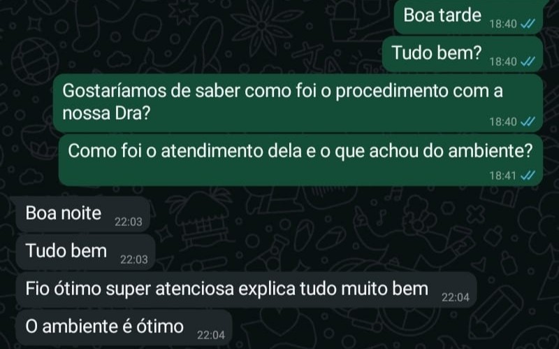 Depoimento cliente – Fio ótimo e super atenciosa